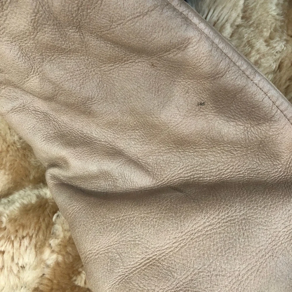 Tan Shearling and Leather Coat - Picture 3 of 7